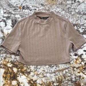 Shein Women's Tan Ribbed Crop Top